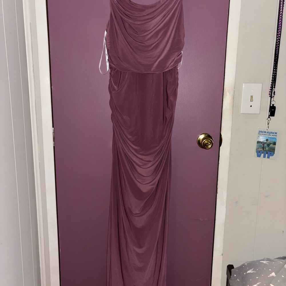 Elegant Draped Maxi Dress in Dusty Purple